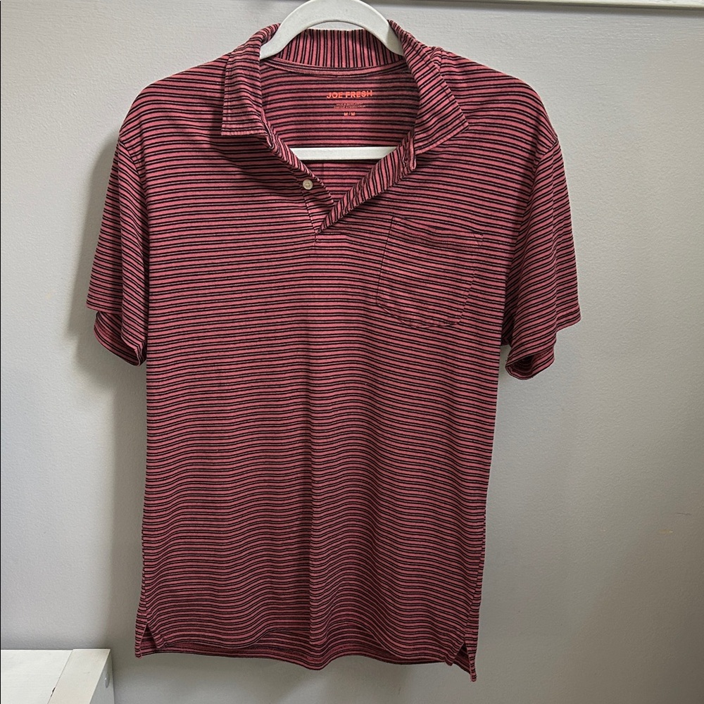 Joe Fresh Men's Burgundy Striped Casual Shirt